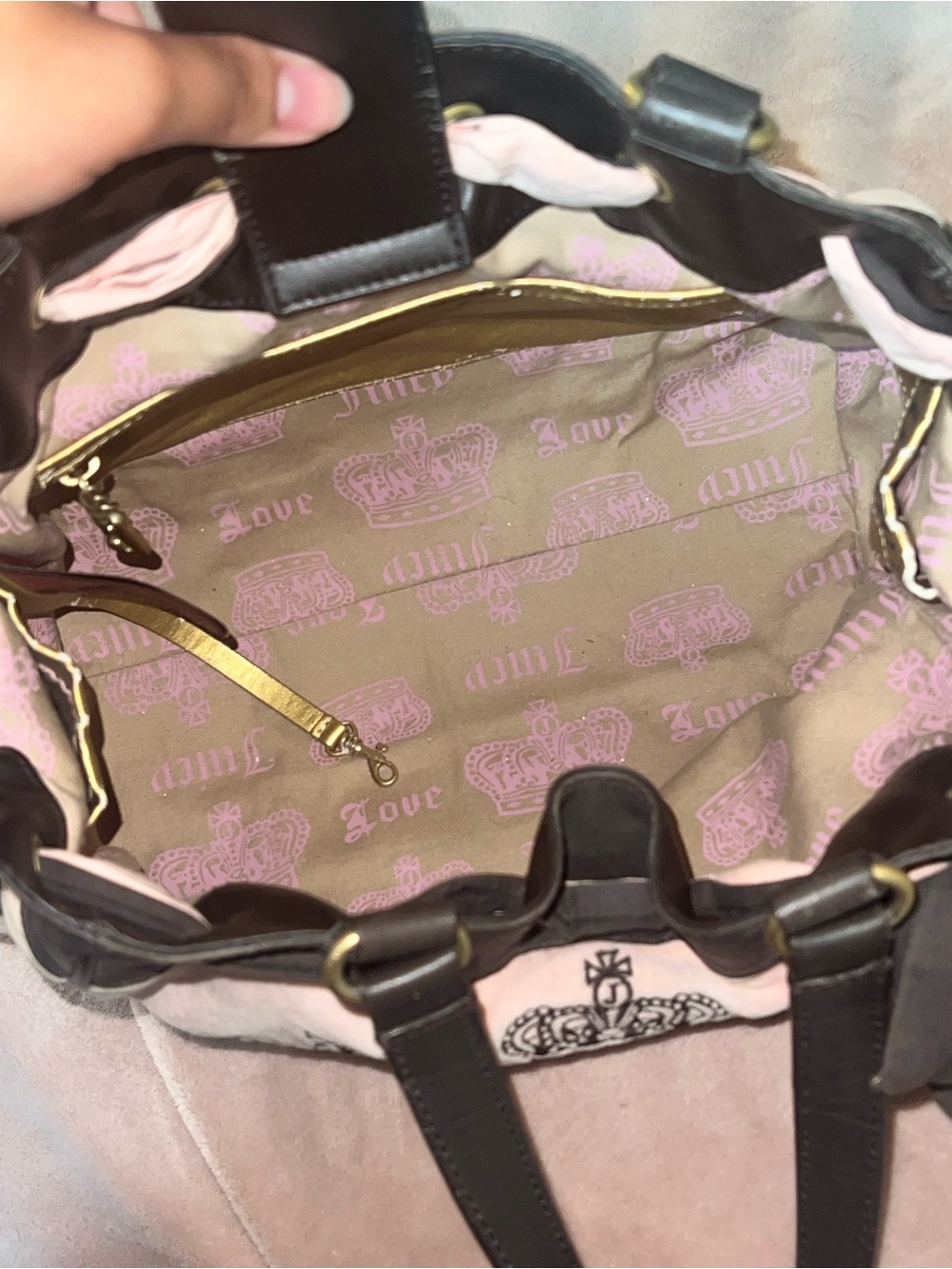 Y2K Vintage Juicy Couture Daydreamer Bag Pink Brown Scottie Dogs - Picture 9 of 16